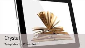  Presentation with book - Amazing PPT layouts having inovation - book and teblet computer 3d backdrop and a light gray colored foreground