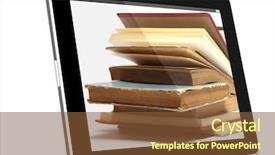  Presentation with digital library - Theme having inovation - book and teblet computer 3d background and a tawny brown colored foreground