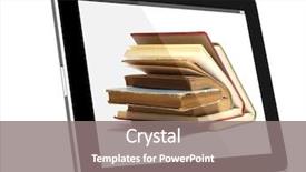  Presentation with digital library - Cool new theme with inovation - book and teblet computer 3d backdrop and a gray colored foreground