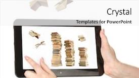  Presentation with transfer - Colorful PPT layouts enhanced with inovation - information transfer books flying backdrop and a white colored foreground