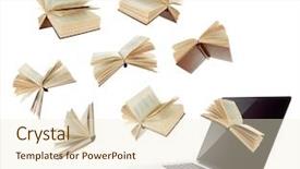  Presentation with transfer - Slides with inovation - information transfer books flying background and a cream colored foreground