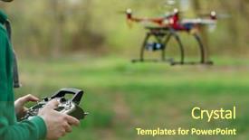  Presentation with drone - Slide deck featuring inovation - man controling a drone background and a tawny brown colored foreground