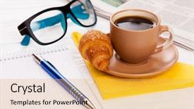  Presentation with croissant - Amazing PPT theme having inpirational - coffee with croissant backdrop and a yellow colored foreground