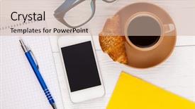  Presentation with croissant - Cool new presentation theme with inpirational - coffee with croissant backdrop and a soft green colored foreground