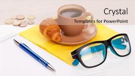  Presentation with croissant - PPT theme featuring inpirational - coffee with croissant background and a lemonade colored foreground