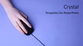  Presentation with input - PPT theme consisting of input surface - female hand holding computer mouse background and a  colored foreground