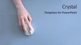  Presentation with computer - Slide deck with input surface - female hand holding computer mouse background and a light blue colored foreground