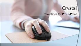  Presentation with hand shake computer - Cool new theme with input surface - female hand holding computer mouse backdrop and a light gray colored foreground