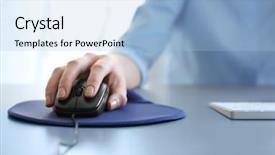  Presentation with input - Cool new PPT layouts with input surface - female hand holding computer mouse backdrop and a light blue colored foreground