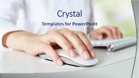  Presentation with input - Slide set featuring input surface - female hand with computer mouse background and a  colored foreground