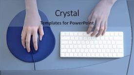  Presentation with input - Colorful PPT theme enhanced with input surface - female hands with computer mouse backdrop and a seafoam green colored foreground