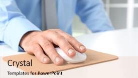  Presentation with computer - Beautiful PPT theme featuring input surface - hand of man working backdrop and a lemonade colored foreground