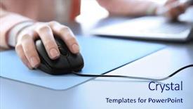  Presentation with computer - Amazing PPT layouts having input surface - woman using computer mouse backdrop and a light blue colored foreground