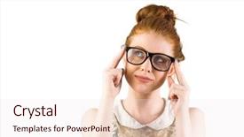  Presentation with critical thinking workshop - Beautiful slide set featuring inquisitive - hipster redhead looking up thinking backdrop and a sky blue colored foreground