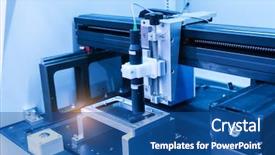  Presentation with industrial robot - PPT theme having ins navigation computer vision - industrial robot working in phone background and a  colored foreground