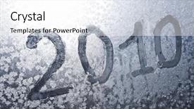  Presentation with frozen - Presentation theme enhanced with inscription 2010 is written at the frozen window background and a white colored foreground