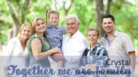  Presentation with park - Slide deck having inscription and portrait of happy background and a  colored foreground