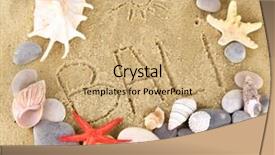  Presentation with bali - Cool new slide deck with inscription bali on wet sand close-up background backdrop and a coral colored foreground