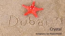  Presentation with dubai - Amazing presentation theme having inscription dubai in wet sand backdrop and a coral colored foreground