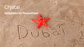  Presentation with dubai - PPT theme enhanced with inscription dubai in wet sand background and a coral colored foreground
