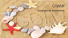  Presentation with goa - Slide set with inscription goa in wet sand background and a coral colored foreground