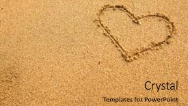  Presentation with sand heart - Colorful PPT theme enhanced with inscription heart of sand texture backdrop and a  colored foreground