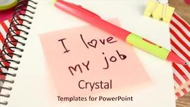  Presentation with job - Colorful PPT theme enhanced with inscription-i-love-my-job backdrop and a lemonade colored foreground