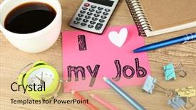  Presentation with job - Colorful presentation design enhanced with unusual jobs - inscription i love my job backdrop and a lemonade colored foreground