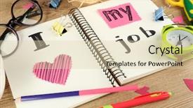  Presentation with farewell job - Presentation having inscription i love my job background and a lemonade colored foreground