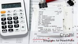  Presentation with bookkeeping - Presentation theme with inscription-in-russian-fiscal-receipt background and a light gray colored foreground