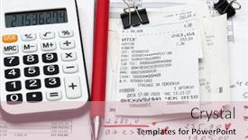  Presentation with bookkeeping - PPT theme featuring inscription-in-russian-fiscal-receipt background and a coral colored foreground