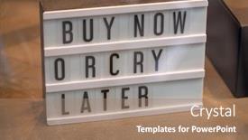  Presentation with now - PPT layouts having inscription-in-the-shop-window background and a coral colored foreground