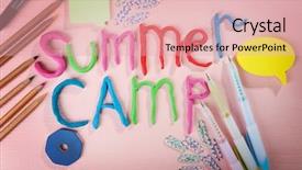 Presentation with summer camp - Amazing slide deck having inscription summer camp made backdrop and a lemonade colored foreground