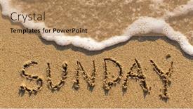  Presentation with gentle - Theme featuring inscription sunday on a gentle beach sand with the soft wave days of the week series background and a coral colored foreground