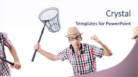  Presentation with insect - Theme enhanced with insect drawing - gardener with net isolated background and a sky blue colored foreground