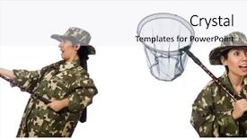 Presentation with military families - Colorful presentation theme enhanced with insect drawing - woman in military clothing backdrop and a white colored foreground