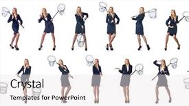  Presentation with white and black woman climbing ladders - PPT layouts featuring insect drawing - woman with net isolated background and a  colored foreground