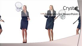  Presentation with white and black woman climbing ladders - Beautiful slide set featuring insect drawing - woman with net isolated backdrop and a  colored foreground