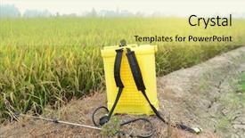  Presentation with agriculture field - Colorful PPT theme enhanced with insecticide equipment agriculture - chemical to sprayer tank spray backdrop and a yellow colored foreground