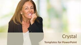  Presentation with anxiety - Cool new slides with insecure manager - beautiful middle age business adult backdrop and a  colored foreground