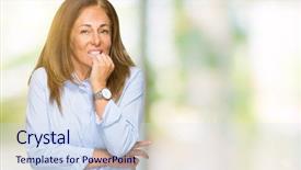  Presentation with nails - Amazing presentation theme having insecure manager - beautiful middle age business adult backdrop and a sky blue colored foreground