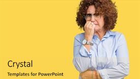  Presentation with businees - Cool new PPT layouts with insecure manager - beautiful middle ager senior businees backdrop and a  colored foreground