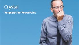  Presentation with business - Colorful PPT theme enhanced with insecure manager - middle age hoary senior business backdrop and a teal colored foreground