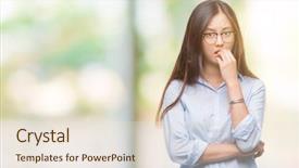  Presentation with asian - Slide deck consisting of insecure manager - young asian business woman wearing background and a lemonade colored foreground