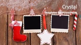  Presentation with christmas frames - Presentation theme featuring insert - blank photo frames and christmas background and a coral colored foreground