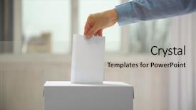  Presentation with envelope - Amazing PPT theme having insert - closeup of hand inserting envelope backdrop and a light gray colored foreground