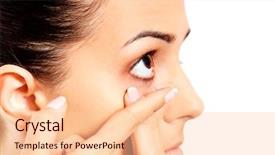  Presentation with contact lens - Audience pleasing PPT theme consisting of insert - closeup of young woman wearing backdrop and a lemonade colored foreground