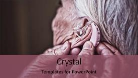  Presentation with hearing aid - Amazing theme having insert - doctor inserting hearing aid backdrop and a violet colored foreground