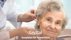  Presentation with hearing - Cool new presentation with insert - doctor inserting hearing aid backdrop and a coral colored foreground