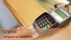  Presentation with mobile payment app business technology - Amazing slide deck having insert - finance money technology payment backdrop and a coral colored foreground